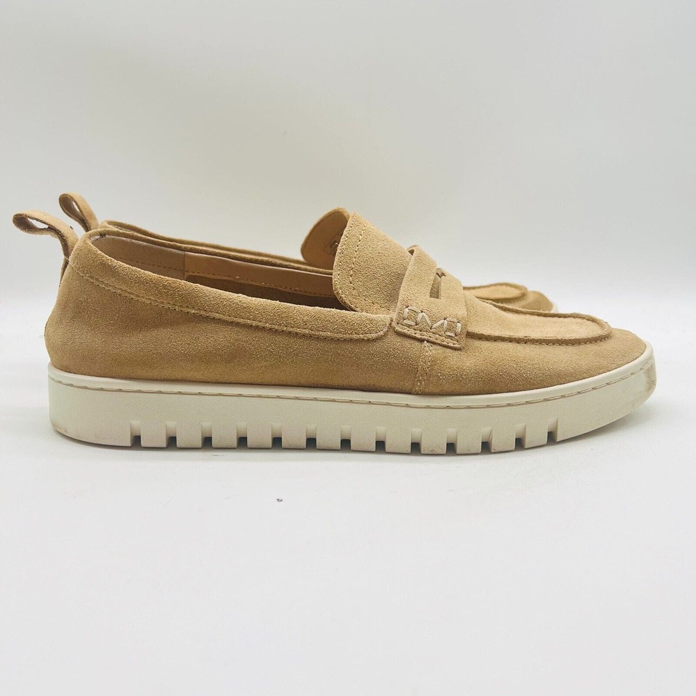 Vionic Shoes Womens 10 Wide Uptown Tan Suede Slip On Lug Sole Comfort Loafers